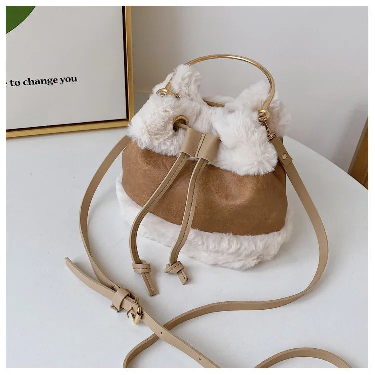 Plush Bucket Crossbody Bags Mini Handbags Purse