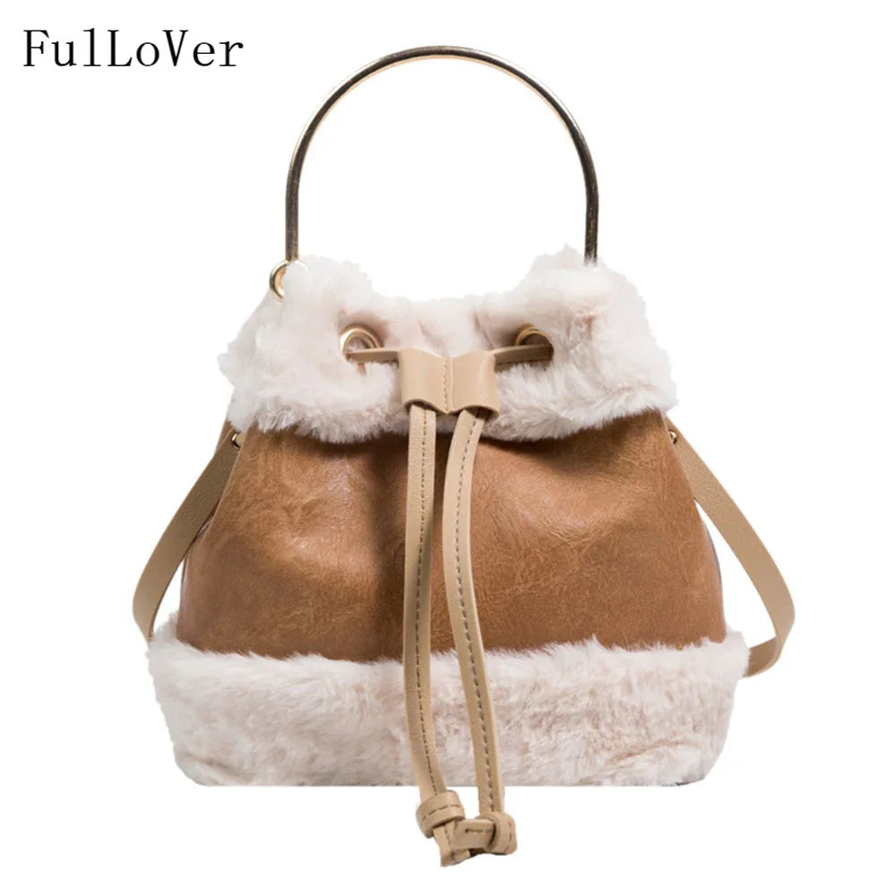 Plush Bucket Crossbody Bags Mini Handbags Purse