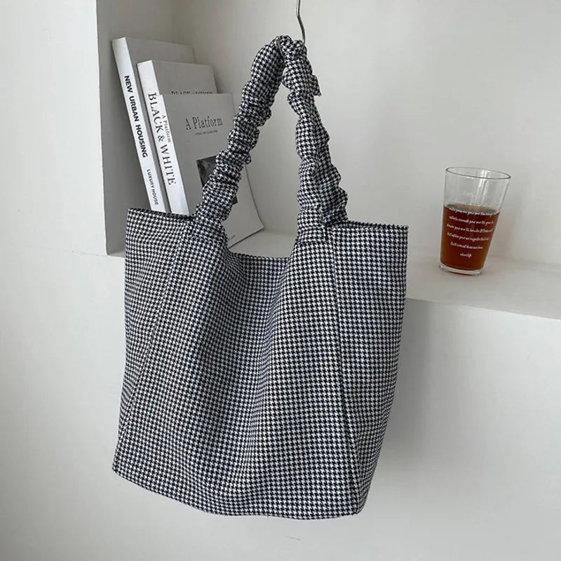 Plaid Tote One-shoulder Canvas Bag