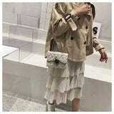 Woolen Cloth Bag Small Lattice Geometric Chain Shoulder Bag