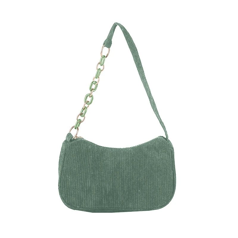 Autumn Canvas Chain Shoulder Handle Bag Small Clutch Handbag