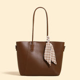 Autumn Solid Silk Scarf Tote Handbag Large Capacity Shoulder Bag