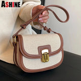 Autumn Retro Small Saddle Bags Quilted Ladies Lock Flap Messenger Bags