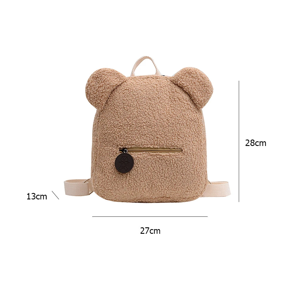Bear Shaped Fleece Women Backpack Solid Bagpack Shoulder Bags