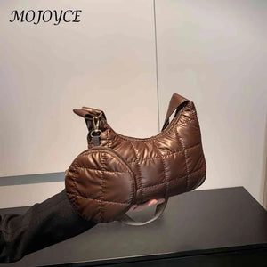 Casual Quilted Female Underarm Bag with Small Round Purse