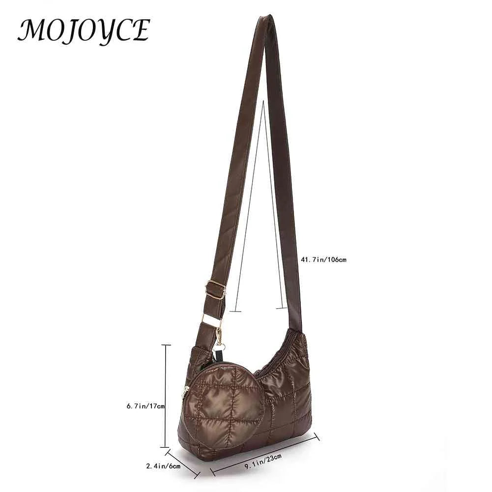 Casual Quilted Female Underarm Bag with Small Round Purse
