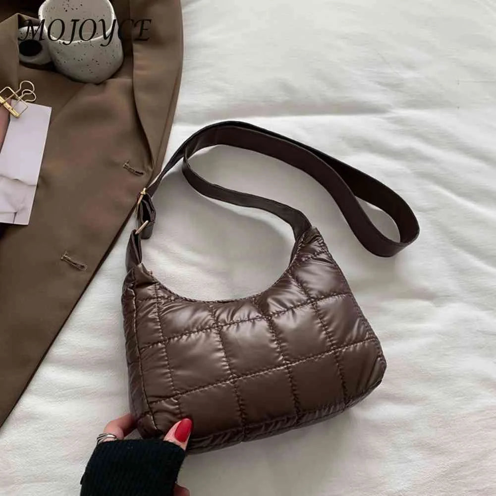 Casual Quilted Female Underarm Bag with Small Round Purse