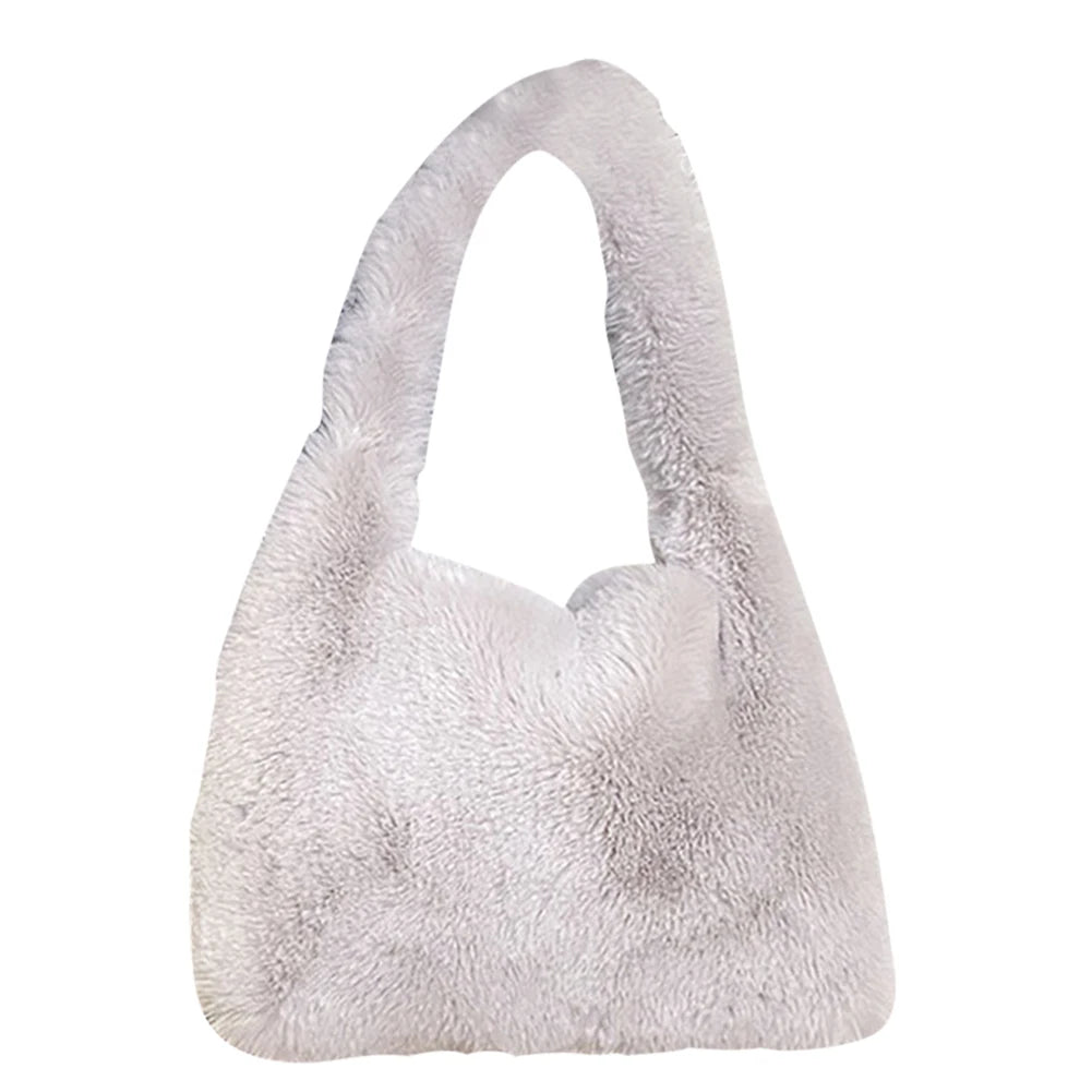 Plush Fluffy Tote Bags for Women, Large Capacity Soft Furry Handbags