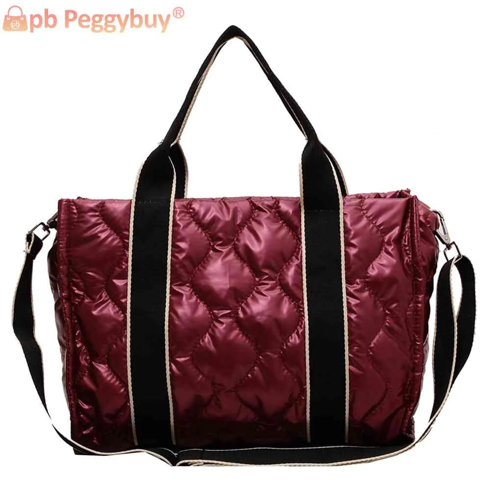 Fall Winter Quilted Shoulder Handbag Large Capacity Portable Travel Crossbody