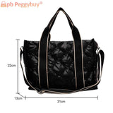 Fall Winter Quilted Shoulder Handbag Large Capacity Portable Travel Crossbody