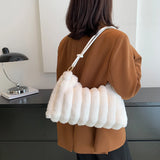 Soft Plush Fluffy Women Tote Bag Casual Zipper Shoulder Handbag