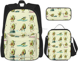 Avocado Exercise School Backpack Pencil Case Lunch Bag Set