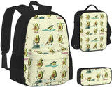 Avocado Exercise School Backpack Pencil Case Lunch Bag Set