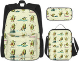 Avocado Exercise School Backpack Pencil Case Lunch Bag Set