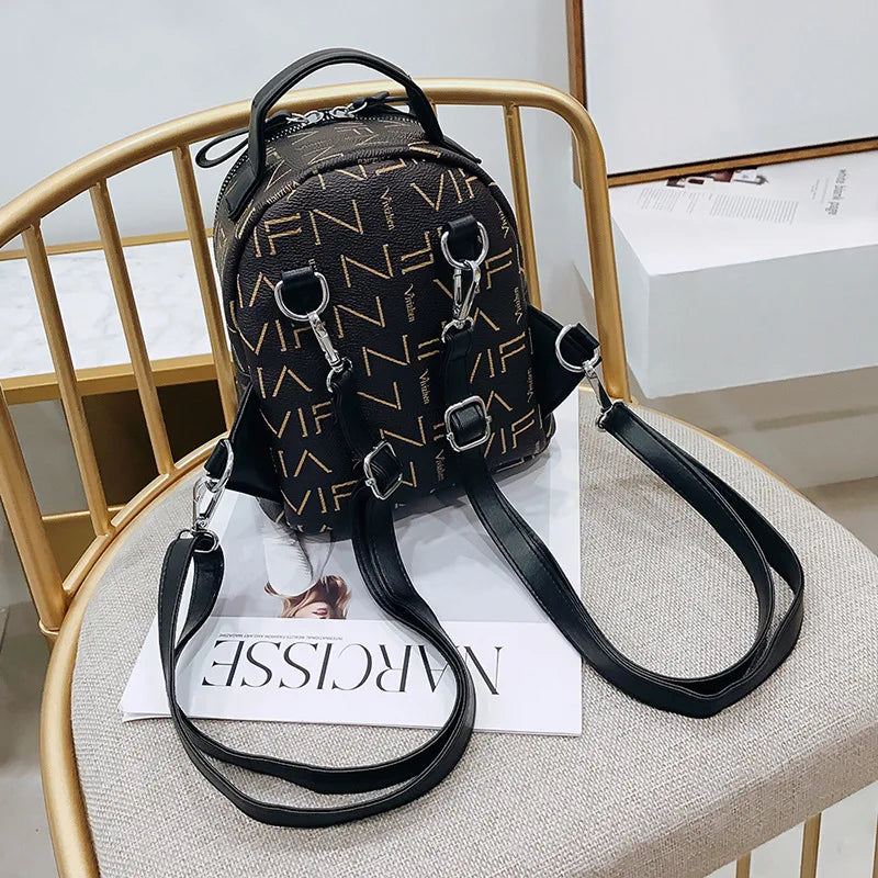 Printed PU Women Backpacks Casual Mini Multi-Purpose Shoulder Small Backpack