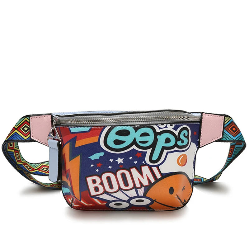 Graffiti Waist Bag Women Personality Belt Bags Chest Handbag