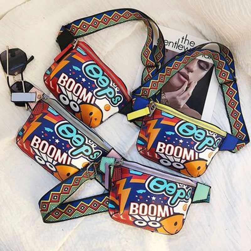 Graffiti Waist Bag Women Personality Belt Bags Chest Handbag