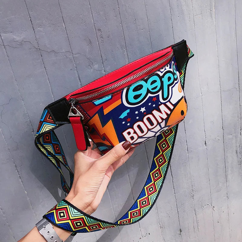 Graffiti Waist Bag Women Personality Belt Bags Chest Handbag