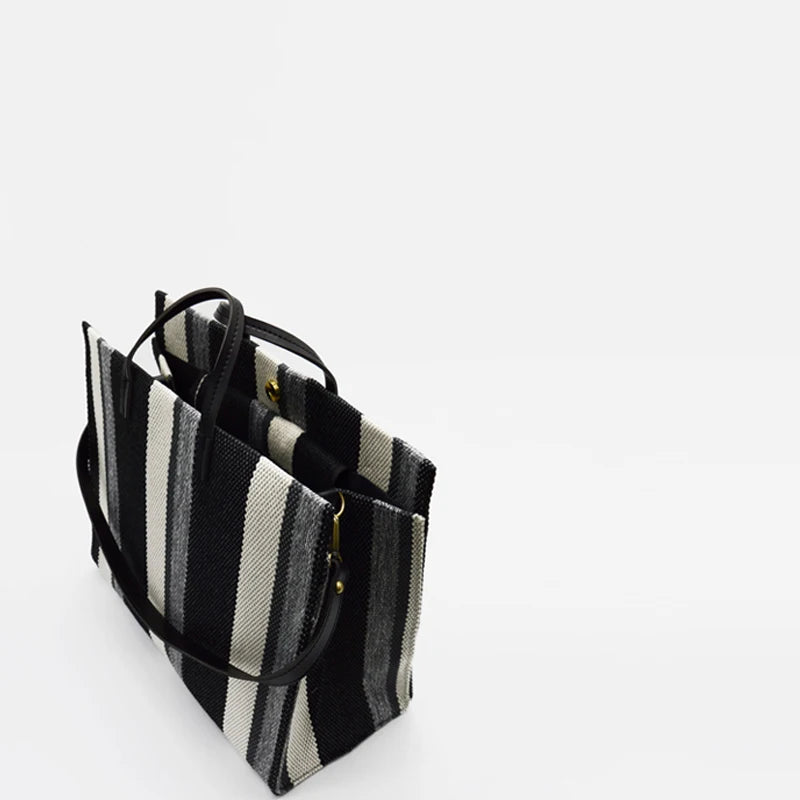 Women's Canvas Tote Bag Spring Handbag Inclined Shoulder Shopping Bag