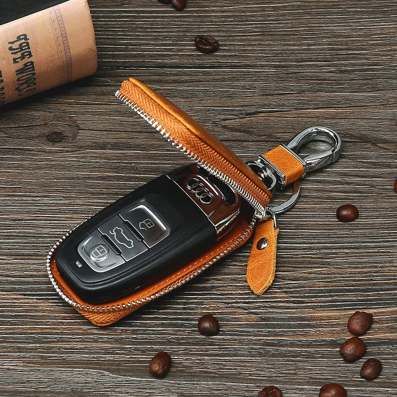 BISI GORO Car Key Bag Case Holder Leather Retro Cowhide Men Women