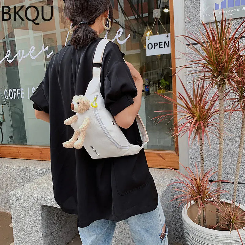 Women's Canvas Waist Bag Multifunctional Chest Bag