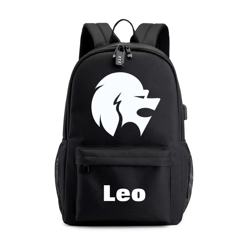 Zodiac Sign Canvas Schoolbag Constellation Horoscope Backpack