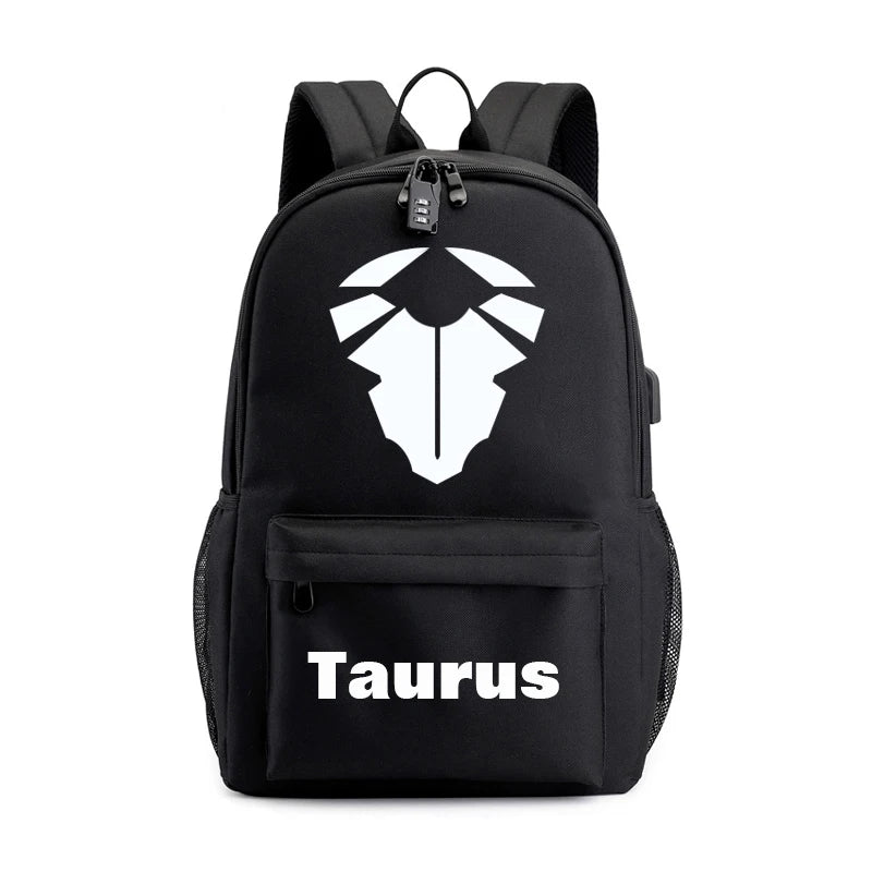 Zodiac Sign Canvas Schoolbag Constellation Horoscope Backpack