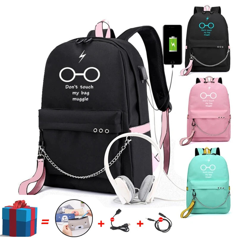 School Backpack USB Charging Canvas Student Backpack For Teenagers