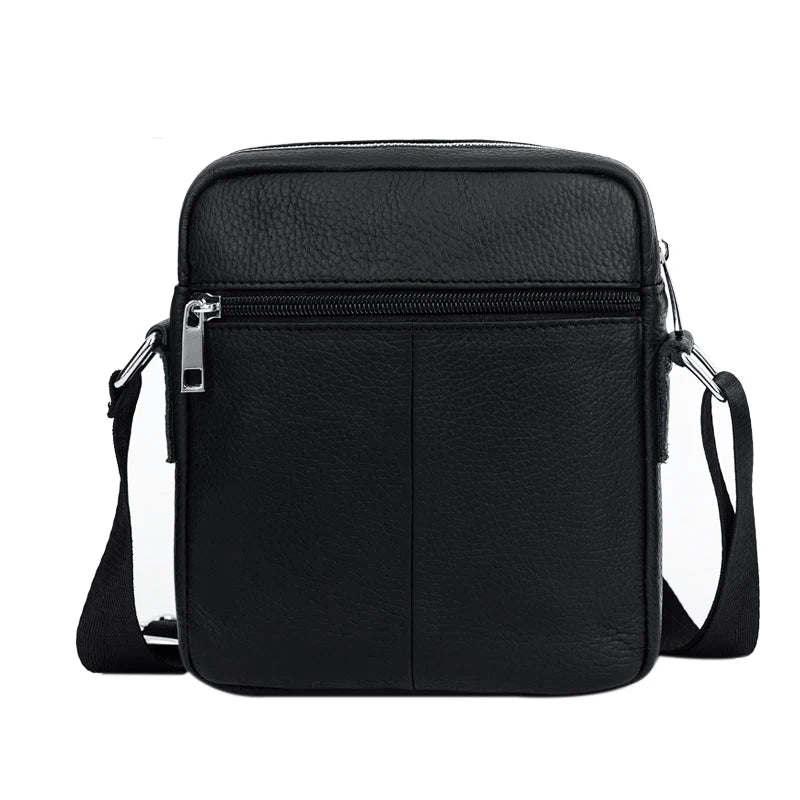 BULLCAPTAIN Leather Shoulder Bag Men Causal Crossbody Bags Small Double Zipper