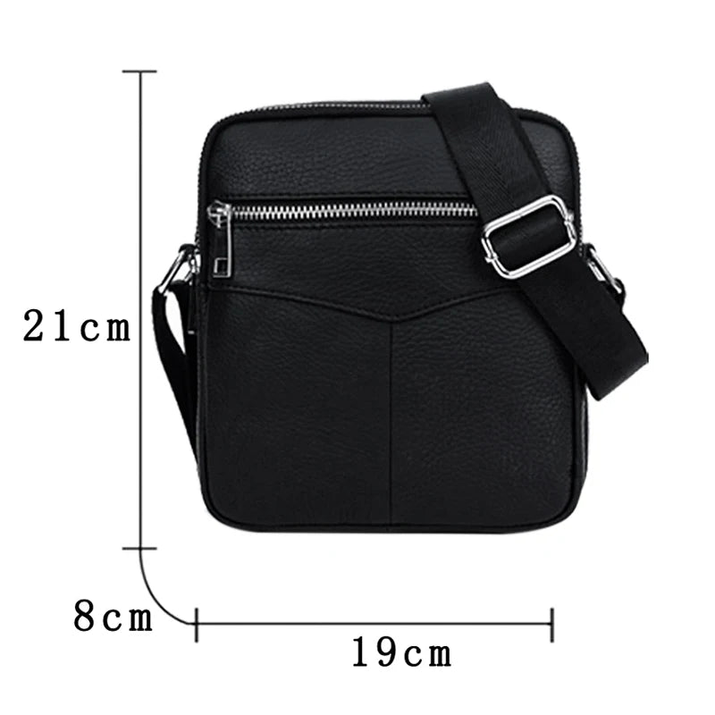 BULLCAPTAIN Leather Shoulder Bag Men Causal Crossbody Bags Small Double Zipper