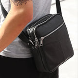 BULLCAPTAIN Leather Shoulder Bag Men Causal Crossbody Bags Small Double Zipper
