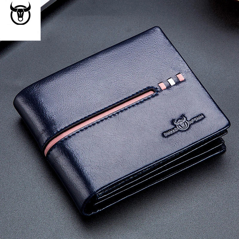 BULLCAPTAIN Men's Leather RFID Wallet