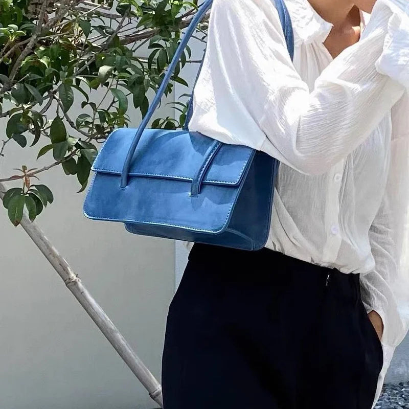 Retro PU Leather Armpit Handbags For Women Large Capacity Shoulder Bags