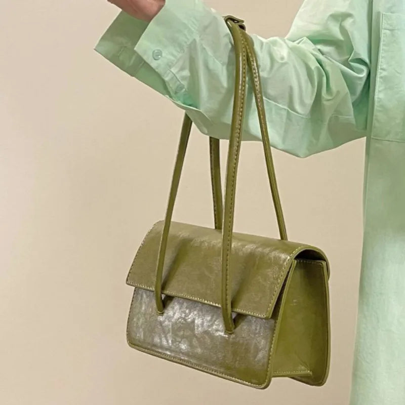 Retro PU Leather Armpit Handbags For Women Large Capacity Shoulder Bags