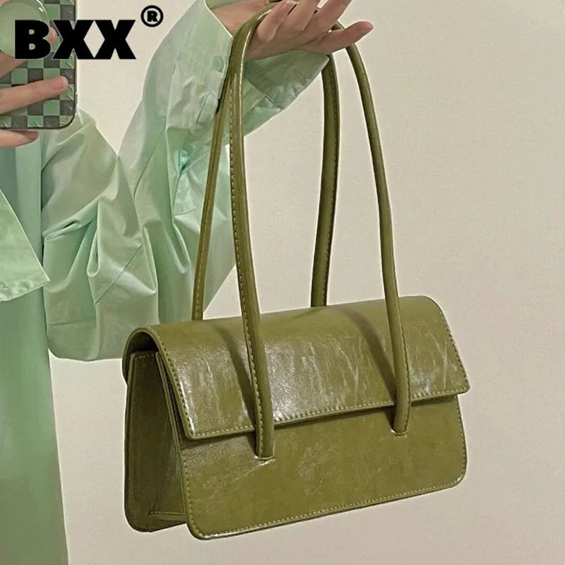 Retro PU Leather Armpit Handbags For Women Large Capacity Shoulder Bags