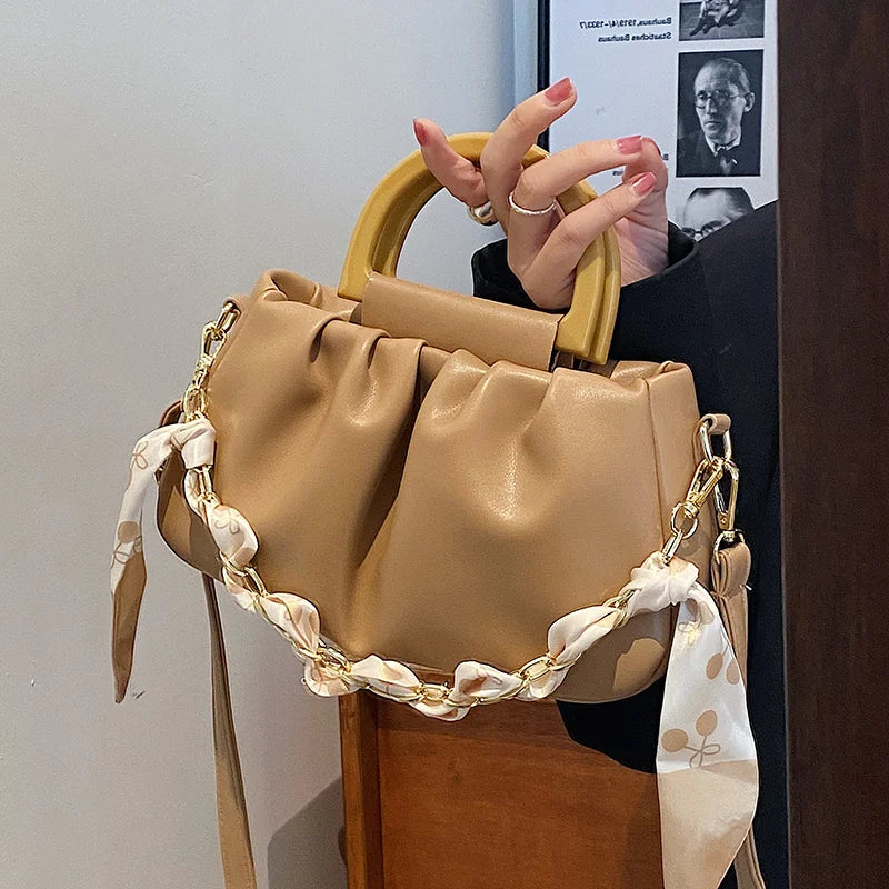 Casual Pleated Shoulder Bag Women's Crossbody 8P0321