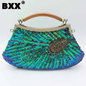 Peacock Feather Sequins Handbag Women's Shoulder Bag GF4884