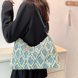 Casual Denim Canvas Plaid Women's Handbag GF3873