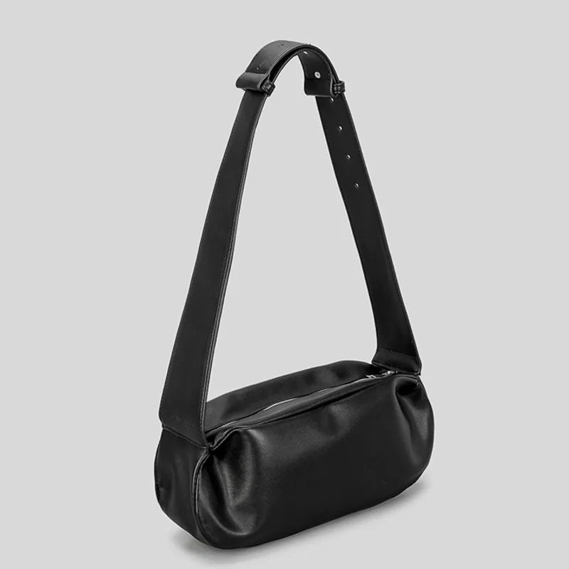 Wide Shoulder PU Leather Bag Women High Capacity Messenger Female Bags