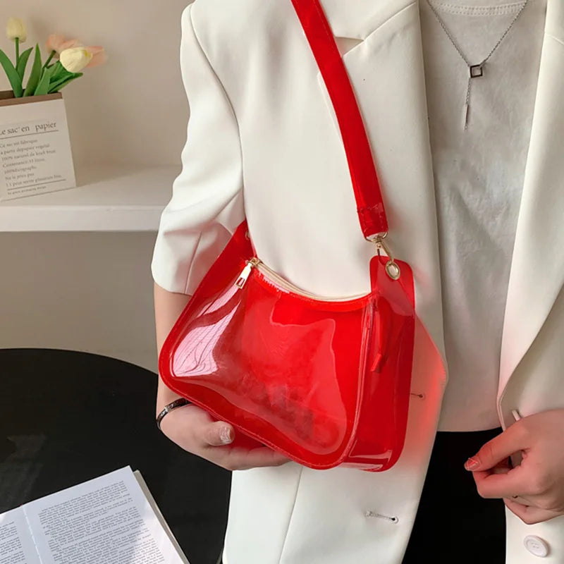 Casual Female Transparent PVC Shoulder Bag for Summer