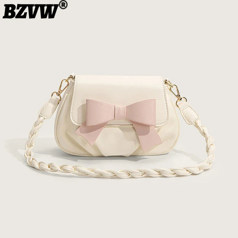 BZVW2022 Net Red Bow Pleated Shoulder Messenger Bag