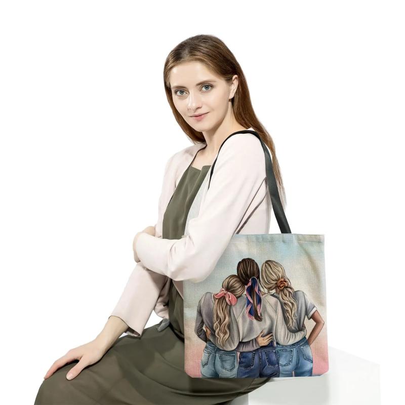 Cartoon Sisters Tote Bag Eco-Friendly High Capacity Beach Bag