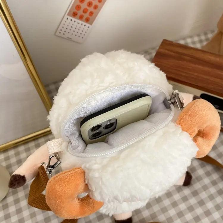 Cartoon Lamb Shoulder Bag Plush Girls Doll Crossbody Bag