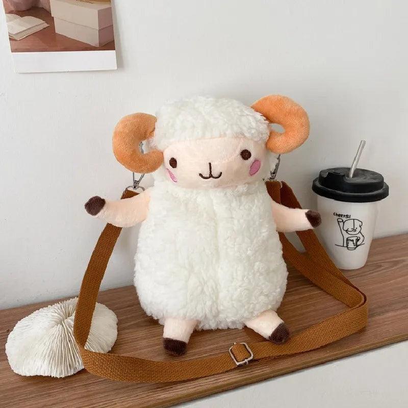 Cartoon Lamb Shoulder Bag Plush Girls Doll Crossbody Bag