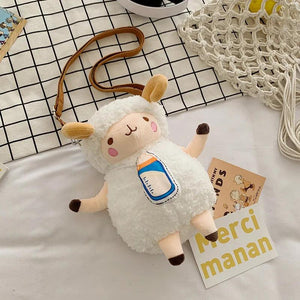 Cartoon Lamb Shoulder Bag Plush Girls Doll Crossbody Bag