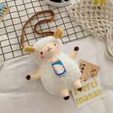 Cartoon Lamb Shoulder Bag Plush Girls Doll Crossbody Bag