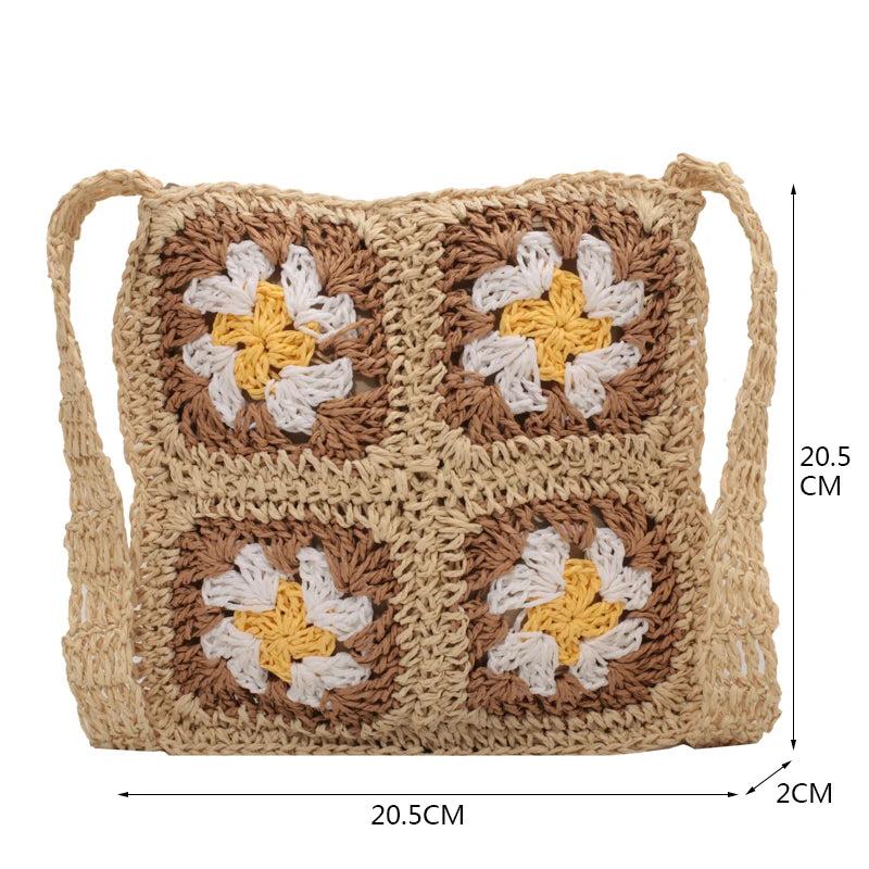 Casual Flower Shoulder Straw Bag Women Woven Summer Beach Bags