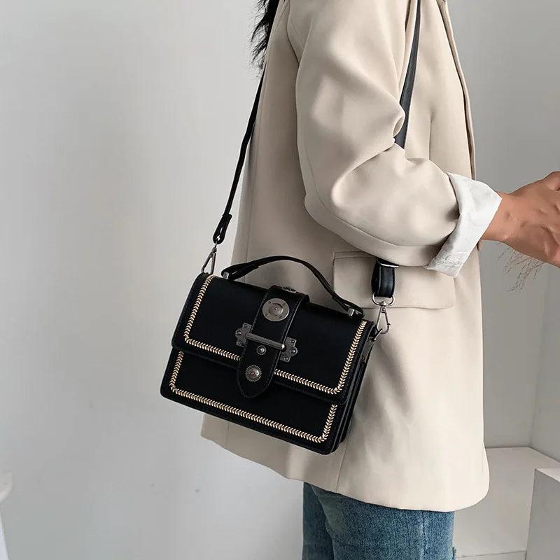 Casual Tote Bag High Pu Leather Women's Handbag Rivet Shoulder Messenger Bags