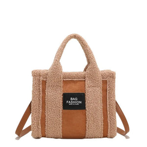 Brown Lamb Wool Handbag Women's Faux Suede Lady Crossbody Bag