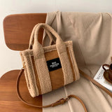 Brown Lamb Wool Handbag Women's Faux Suede Lady Crossbody Bag